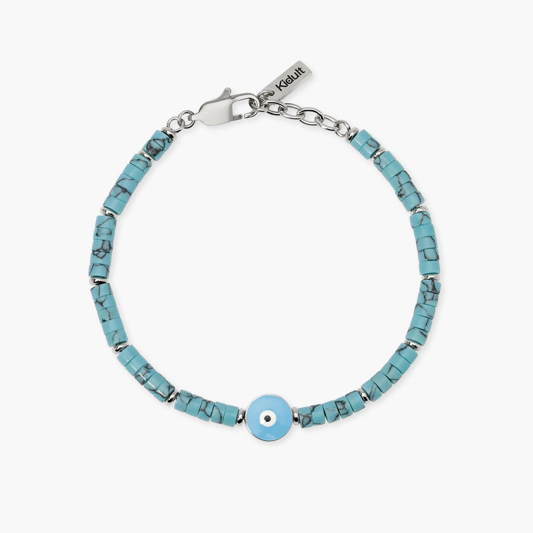 Kidult Bracciale in turchese sintetica con simbolo occhio 831188