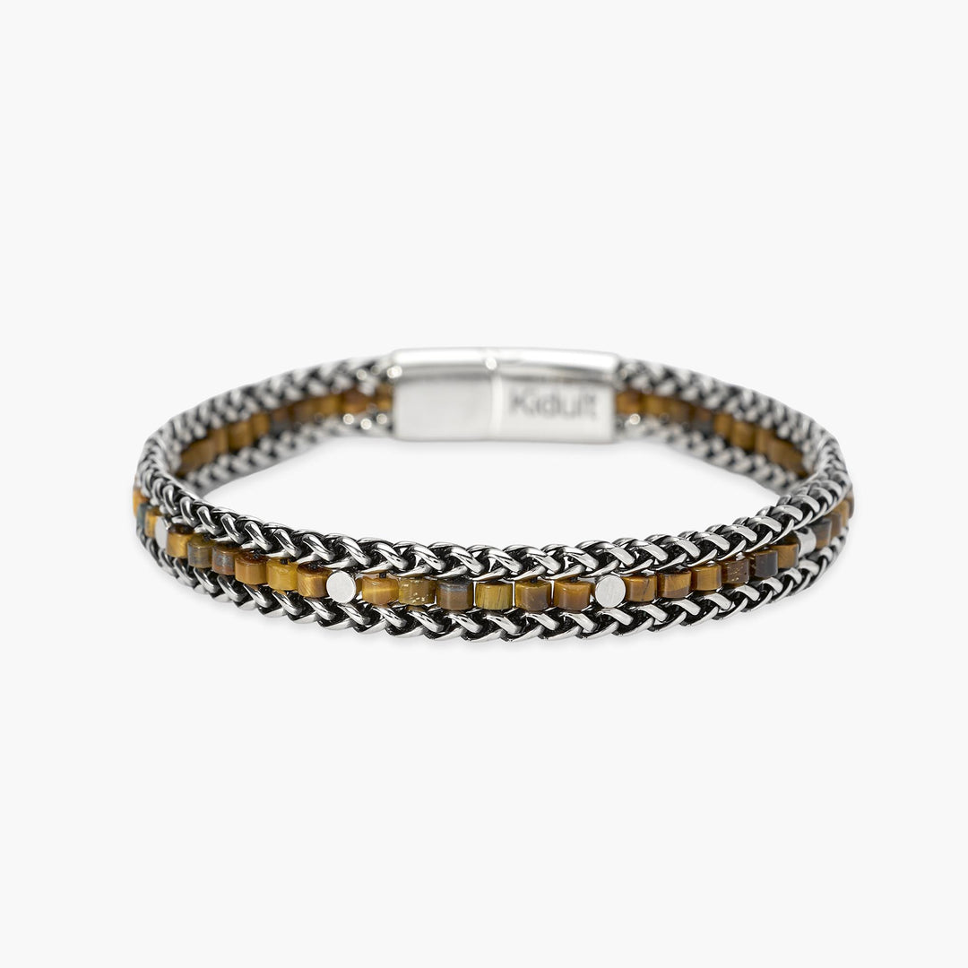 Kidult Bracciale in acciaio e occhio di tigre 831192
