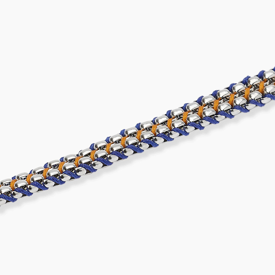 Kidult Bracciale in acciaio e nylon in blu e arancione 831197