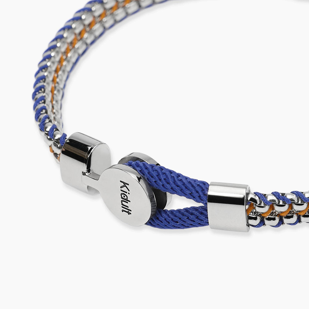 Kidult Bracciale in acciaio e nylon in blu e arancione 831197