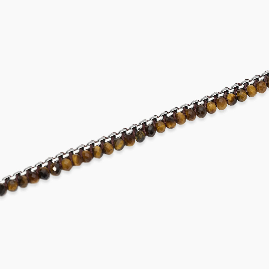 Kidult Bracciale in acciaio con nylon e occhio di tigre 831198