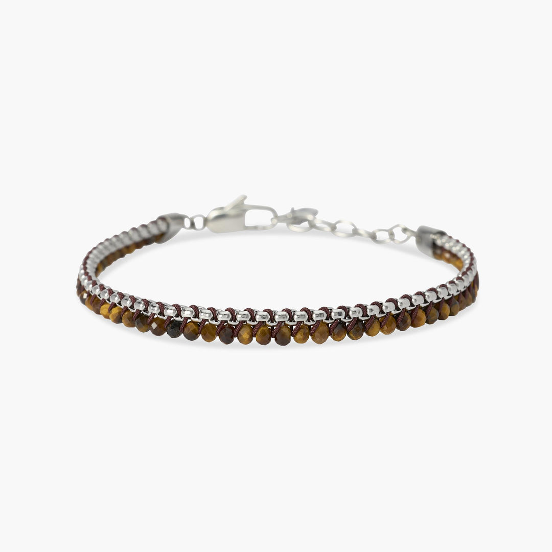 Kidult Bracciale in acciaio con nylon e occhio di tigre 831198