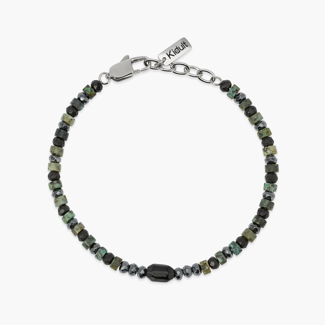 Kidult Bracciale regolabile con ematite e turchese verde 831209