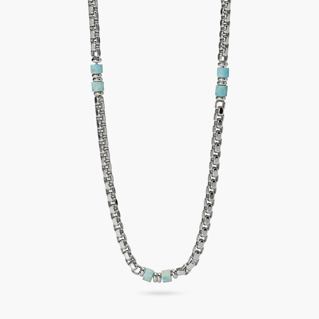Kidult Collana in acciaio e diaspro azzurro 851106