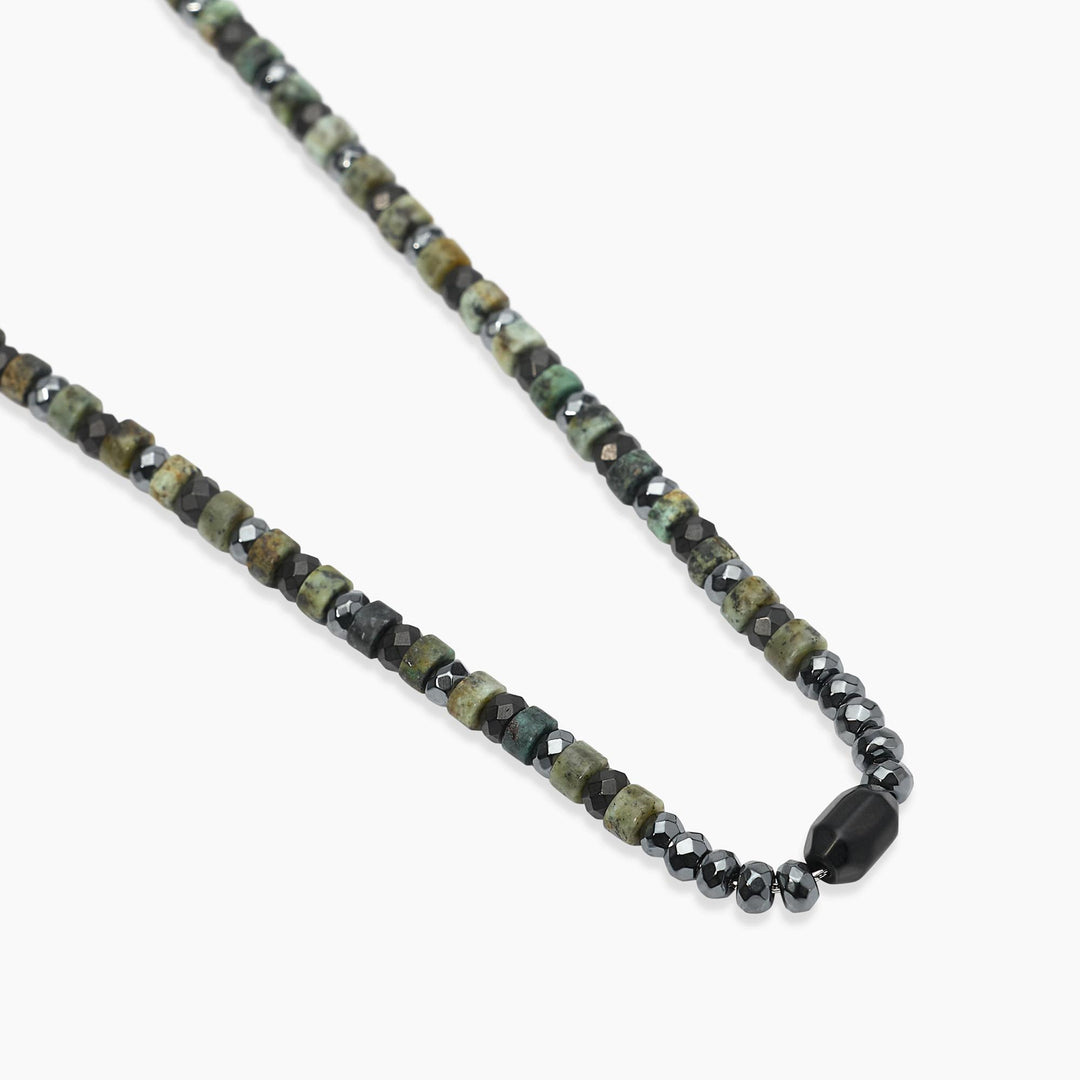 Kidult Collana regolabile con ematite e turchese verde 851114
