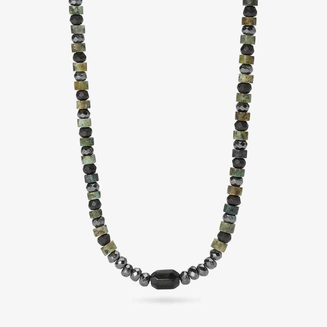 Kidult Collana regolabile con ematite e turchese verde 851114