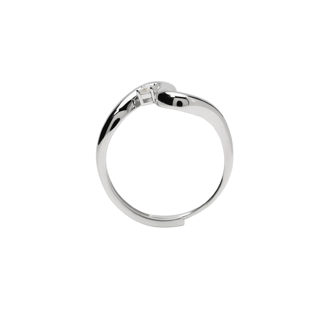 Mabina Anello wavy in argento con zircone regolabile 523511
