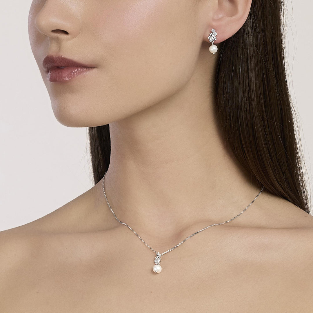 Mabina Girocollo con cascata di zirconi e perla coltivata 553885