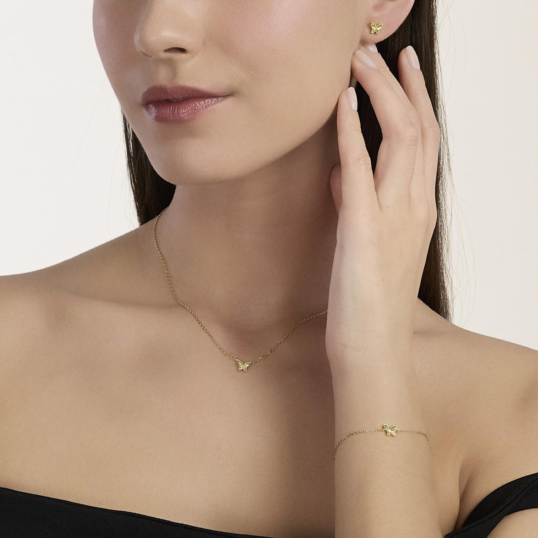 Mabina Orecchini a lobo in argento dorato con farfalla 563980