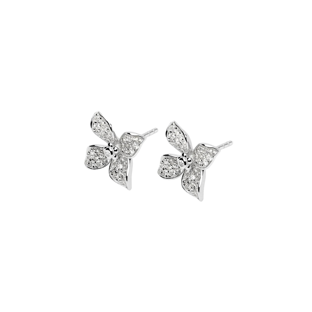 Mabina Orecchini a lobo in argento con fiore in zirconi 563983
