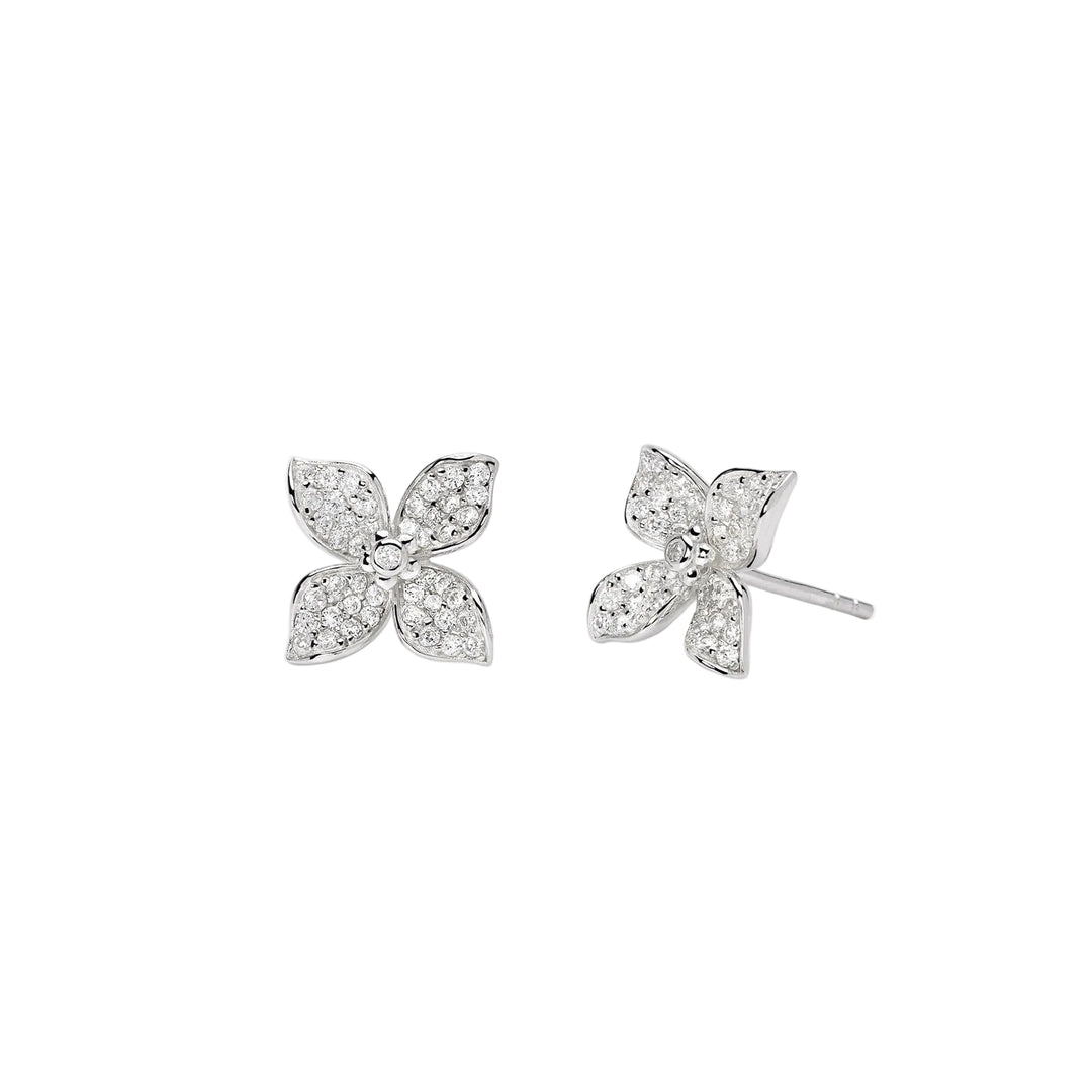Mabina Orecchini a lobo in argento con fiore in zirconi 563983