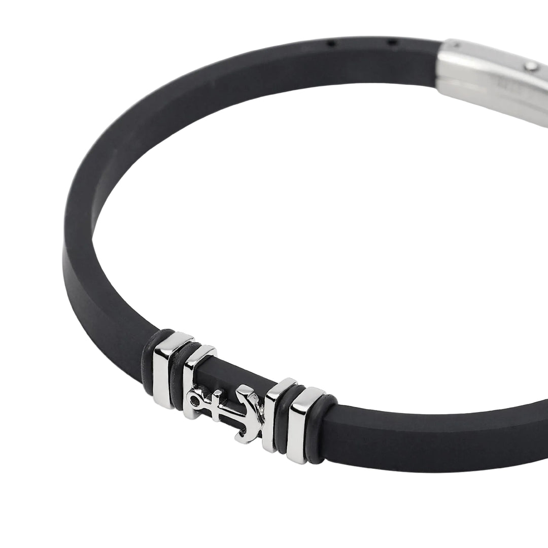 Mabina Bracciale in silicone con ancora in argento 534147