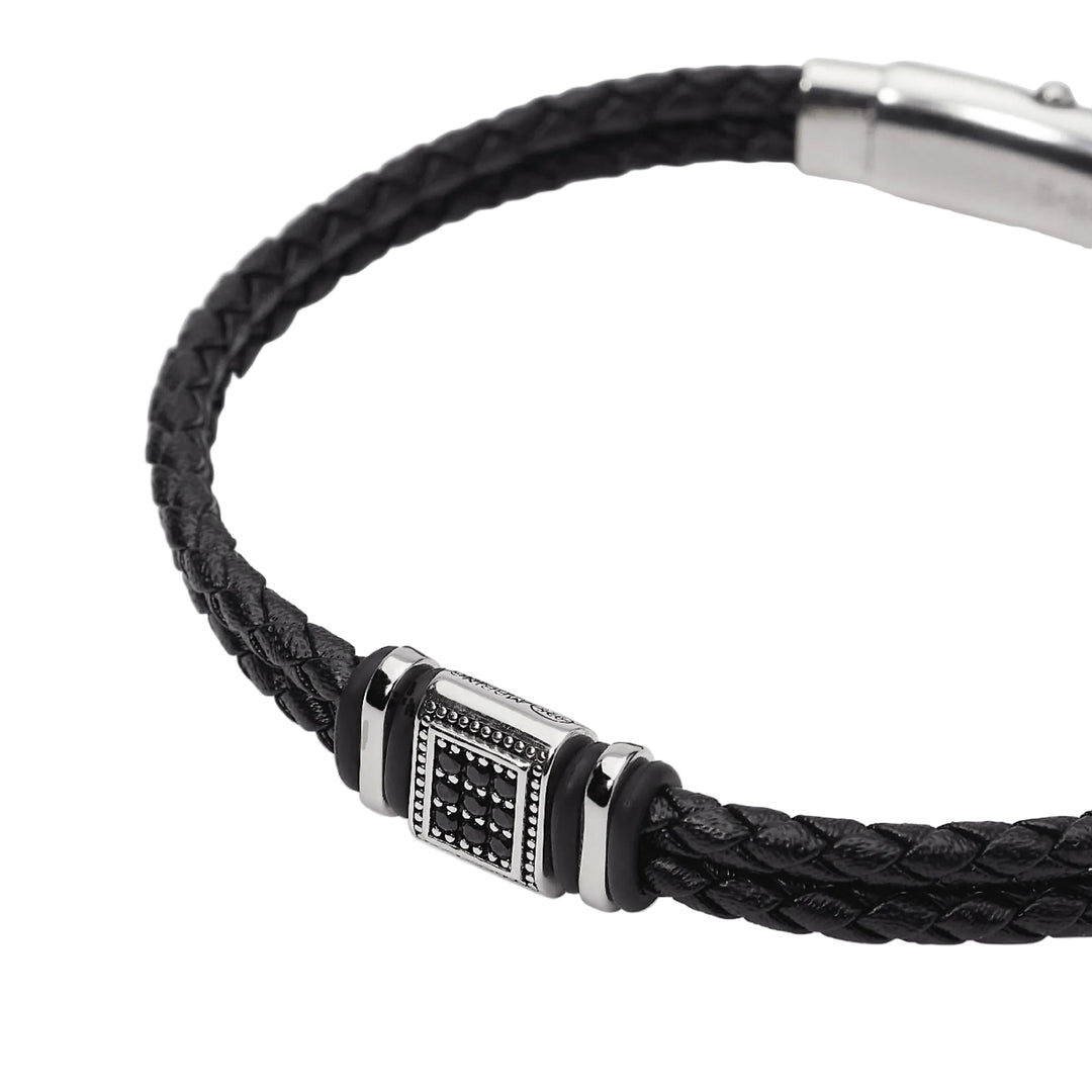 Mabina Bracciale in lab leather e zirconi neri 534149 