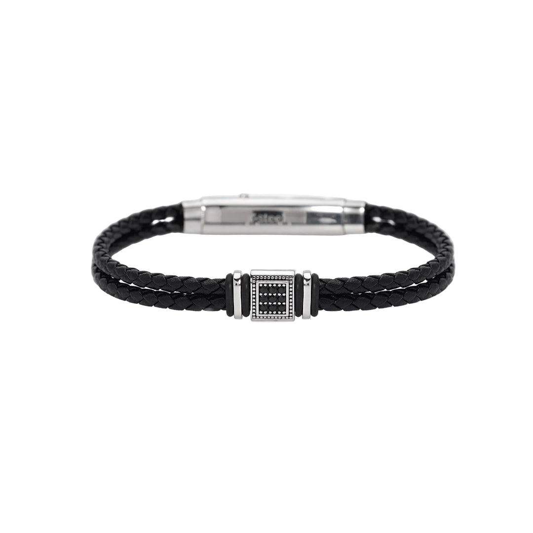 Mabina Bracciale in lab leather e zirconi neri 534149 