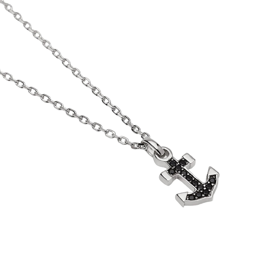 Mabina Collana in argento con ancora in zirconi neri 553872