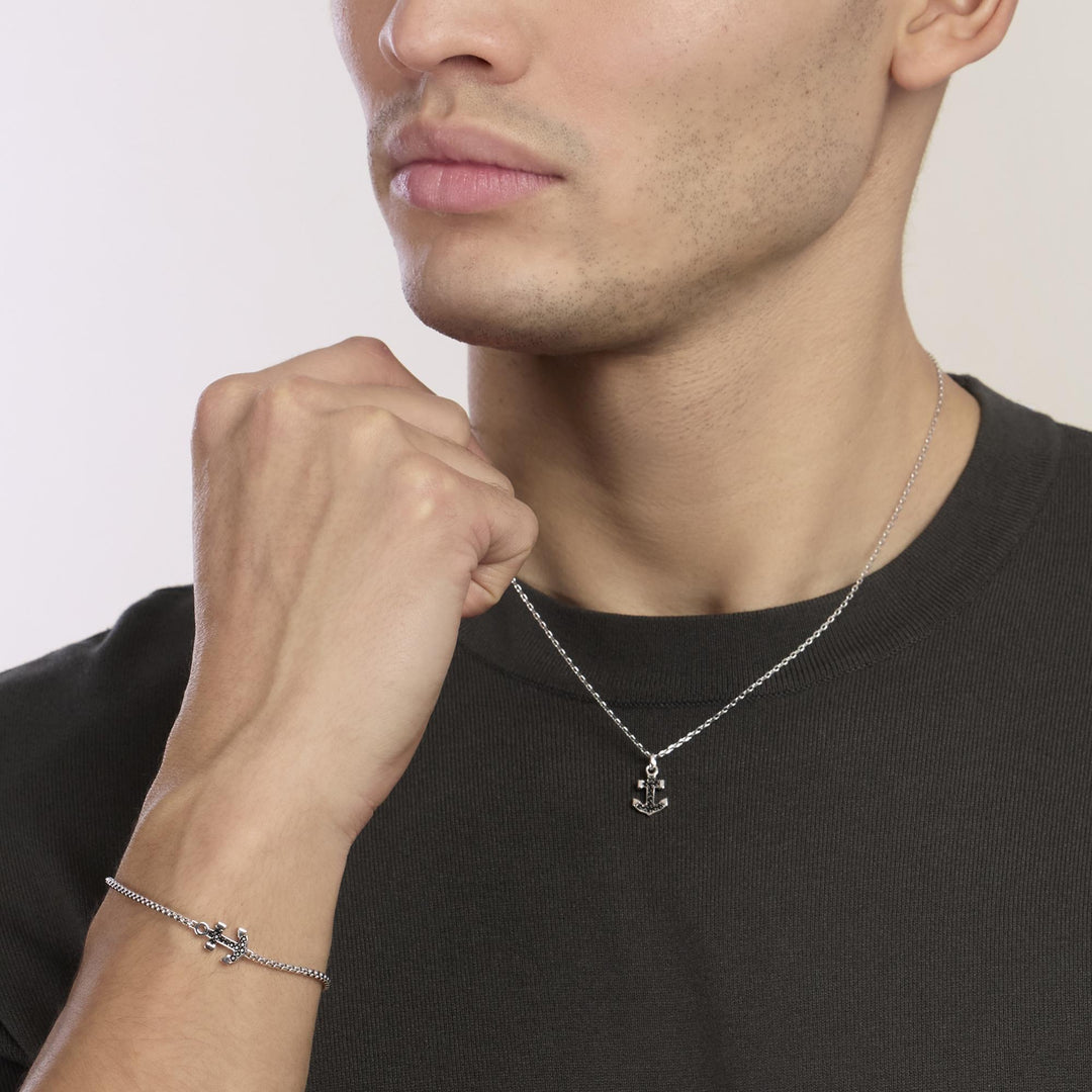 Mabina Collana in argento con ancora in zirconi neri 553872