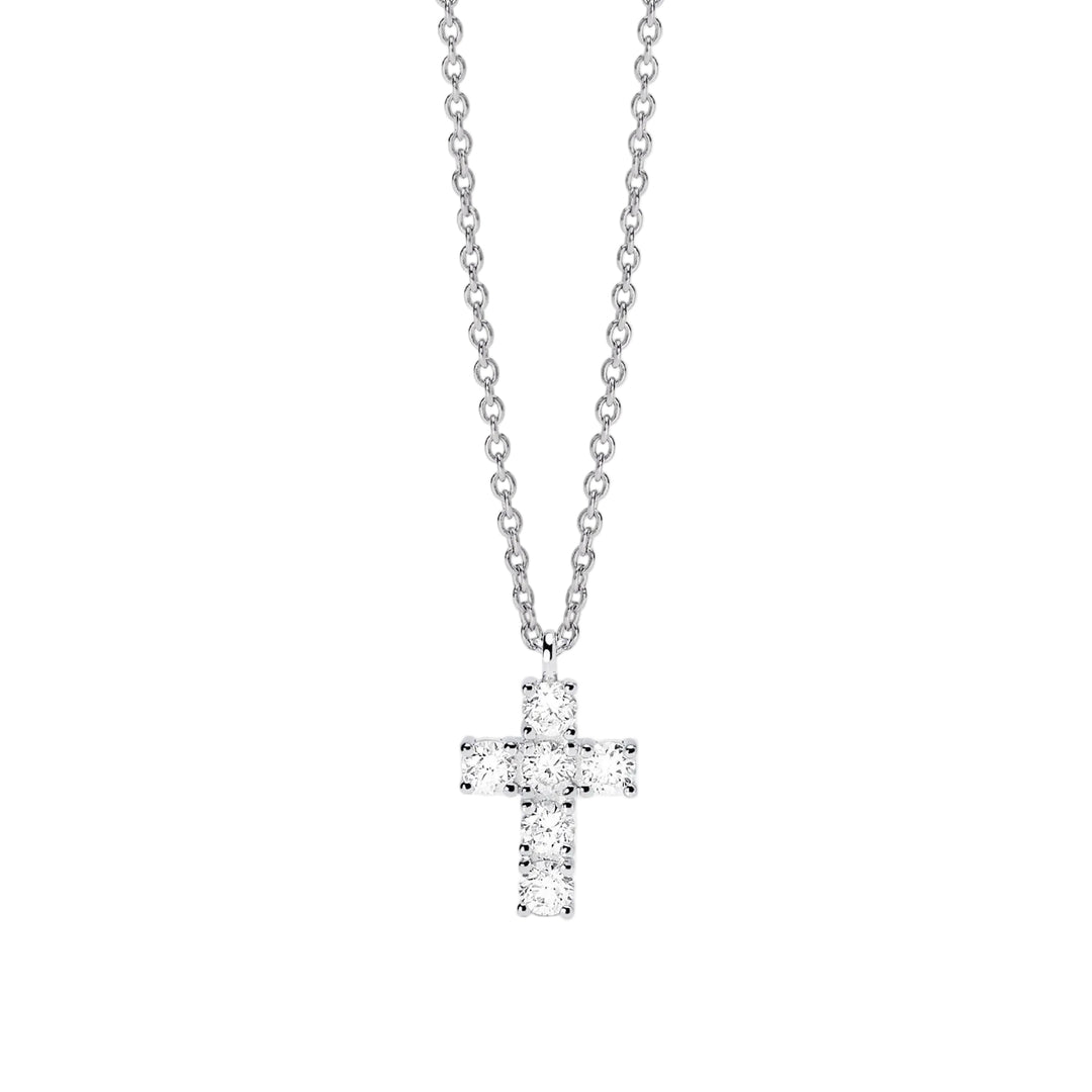 Mabina Girocollo con croce in diamanti lab-grown 553914