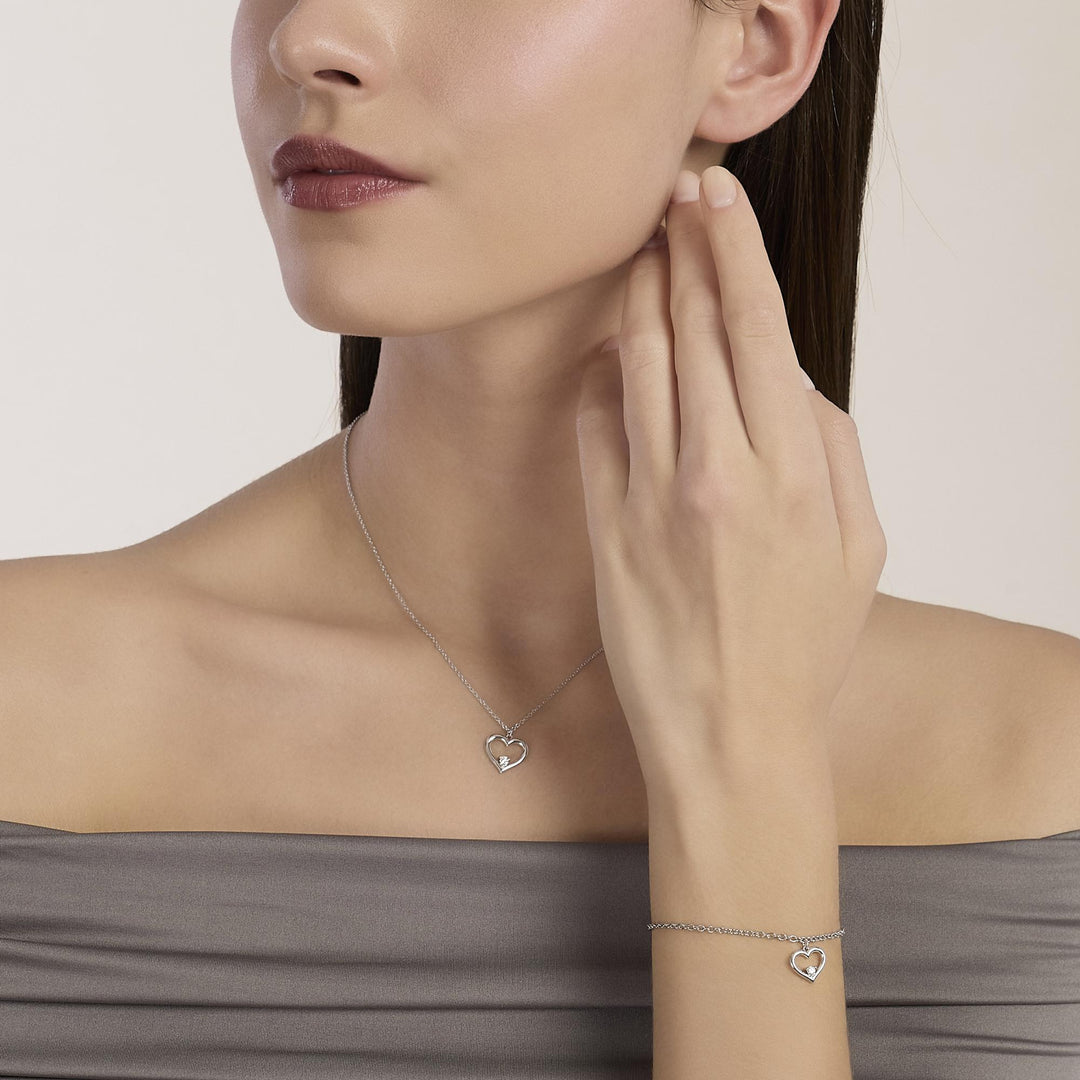 Mabina Girocollo con cuore e diamante lab-grown 553918