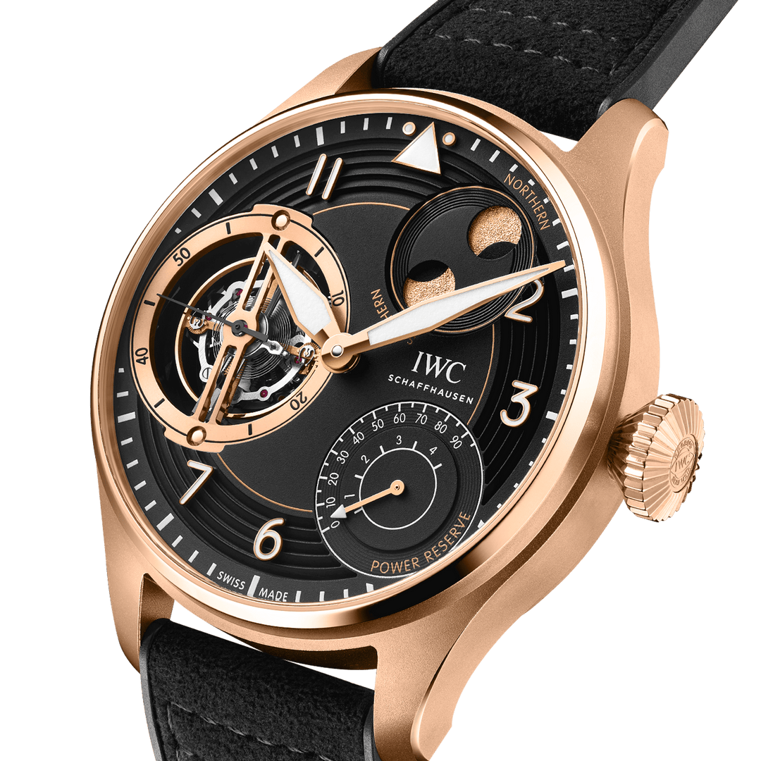 IWC Big Pilot’s Watch Constant Force Tourbillon IW590503 - cassa armor Gold 18kt - cinturino gomma nero - quadrante nero con tourbillon, fasi lunari e indicazione riserva di carica