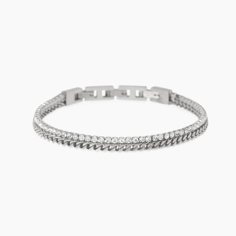 Bracciale con catena franco e catena in cristalli
