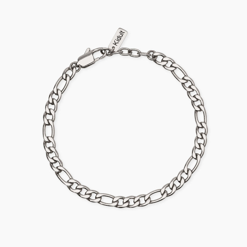 Bracciale in acciaio con catena figaro