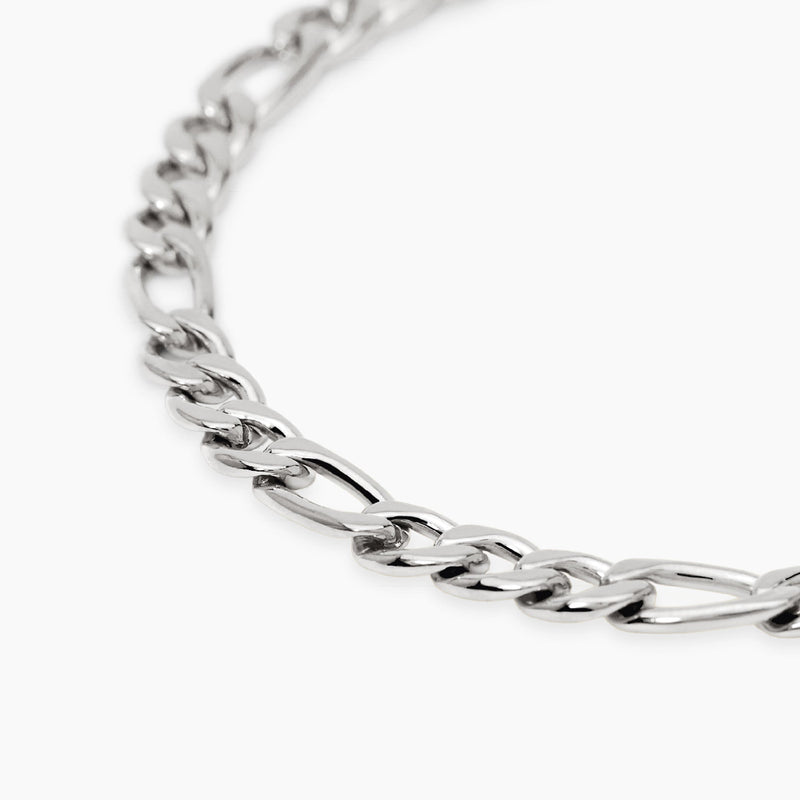 Bracciale in acciaio con catena figaro