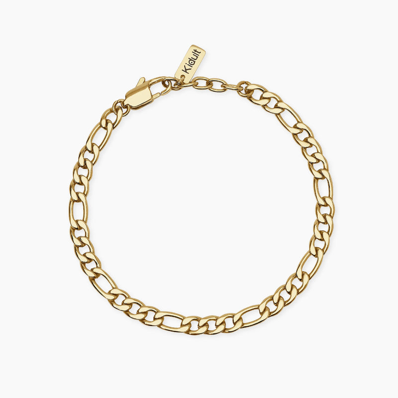 Bracciale in acciaio dorato con catena figaro