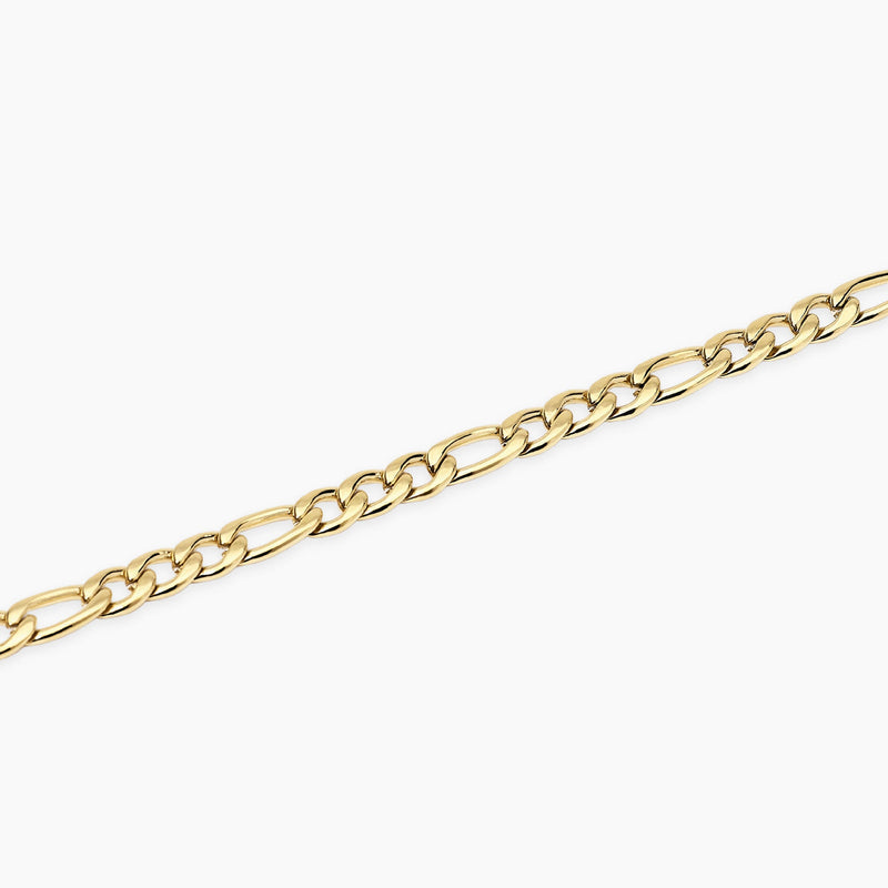 Bracciale in acciaio dorato con catena figaro