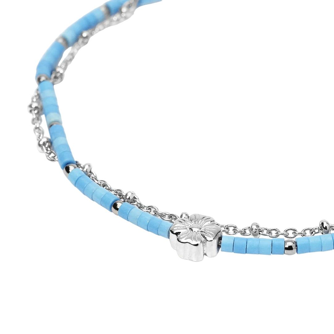Bracciale con Catene in Acciaio e Turchese