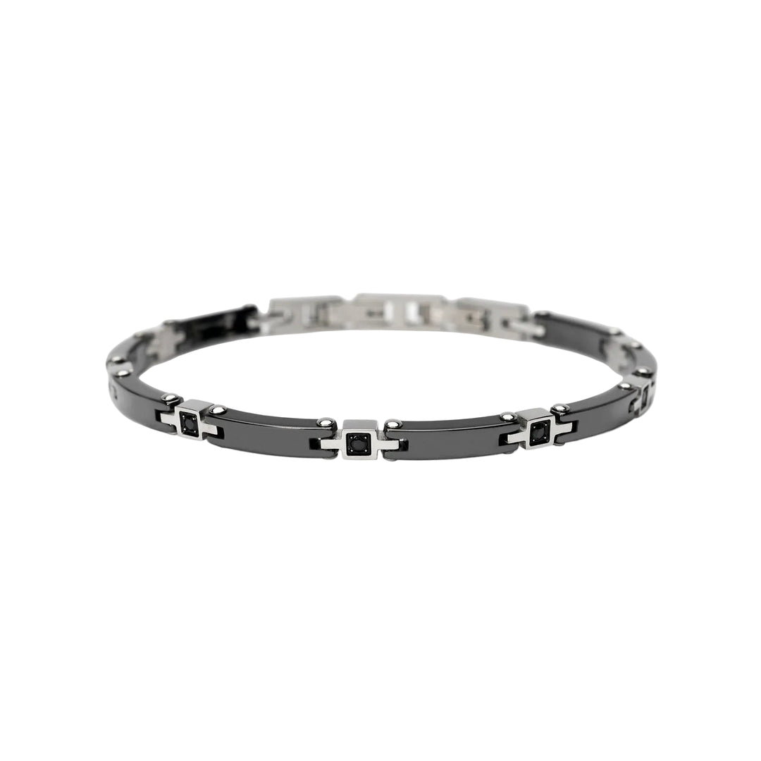 Bracciale in Acciaio con Ceramica e Cristalli