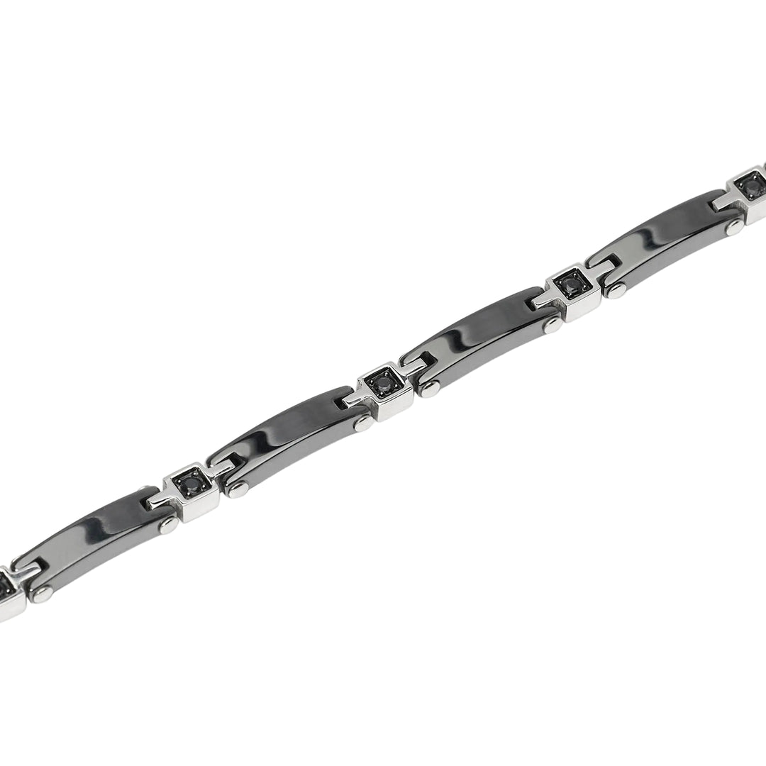 Bracciale in Acciaio con Ceramica e Cristalli