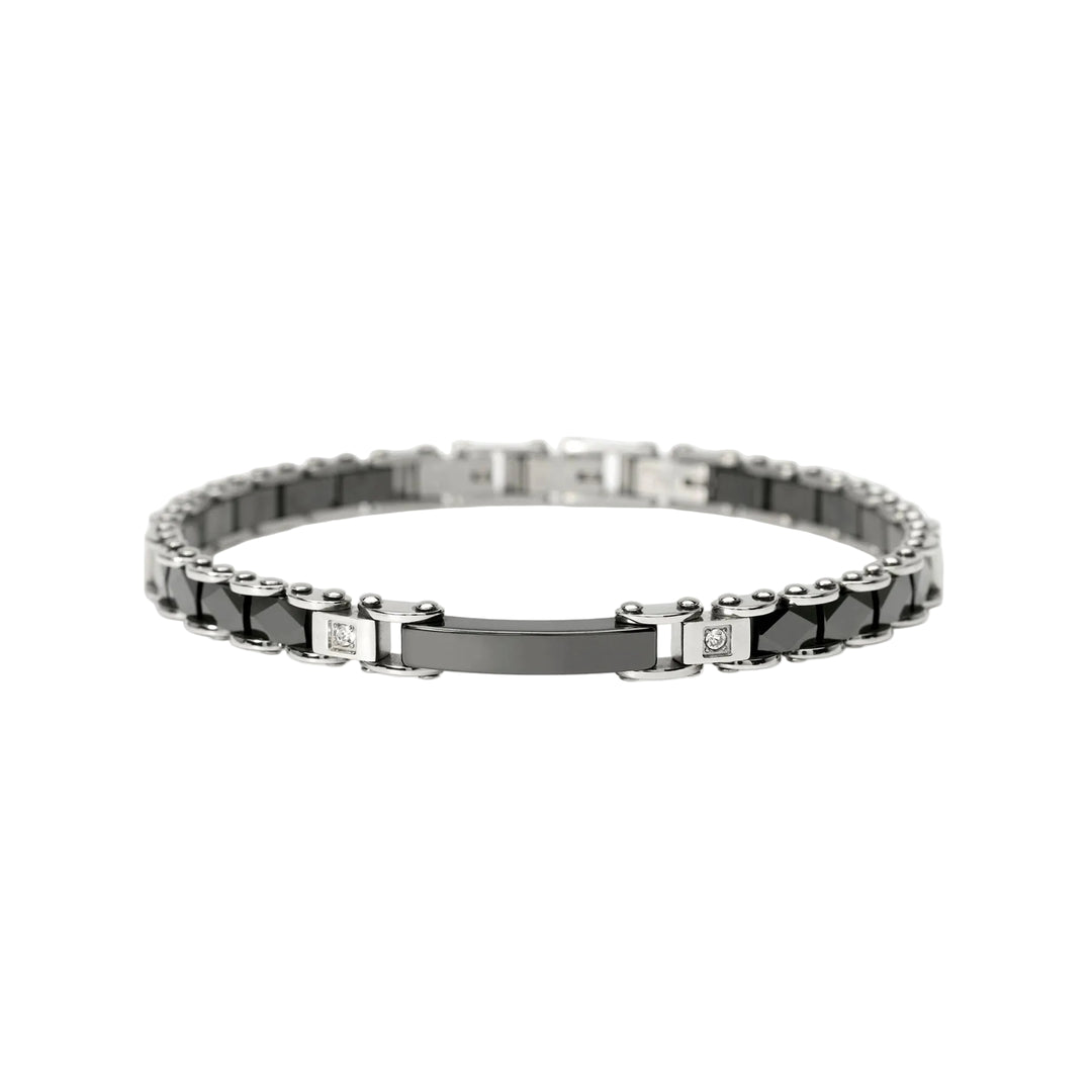 Bracciale in Acciaio con Ceramica e Cristalli