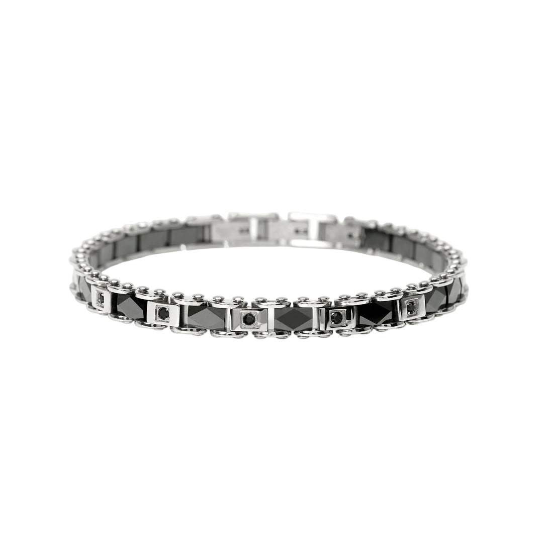 Bracciale in Acciaio con Ceramica e Cristalli