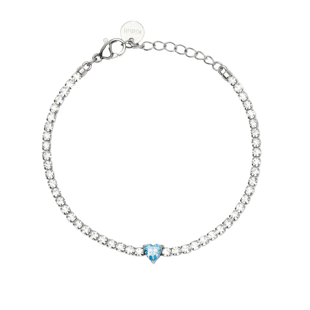Bracciale Tennis con Zircone Taglio Cuore e Cristalli