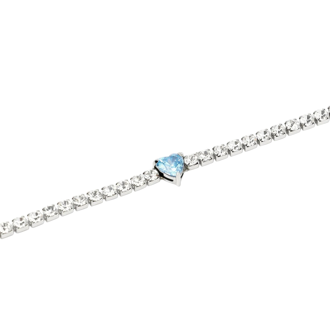 Bracciale Tennis con Zircone Taglio Cuore e Cristalli