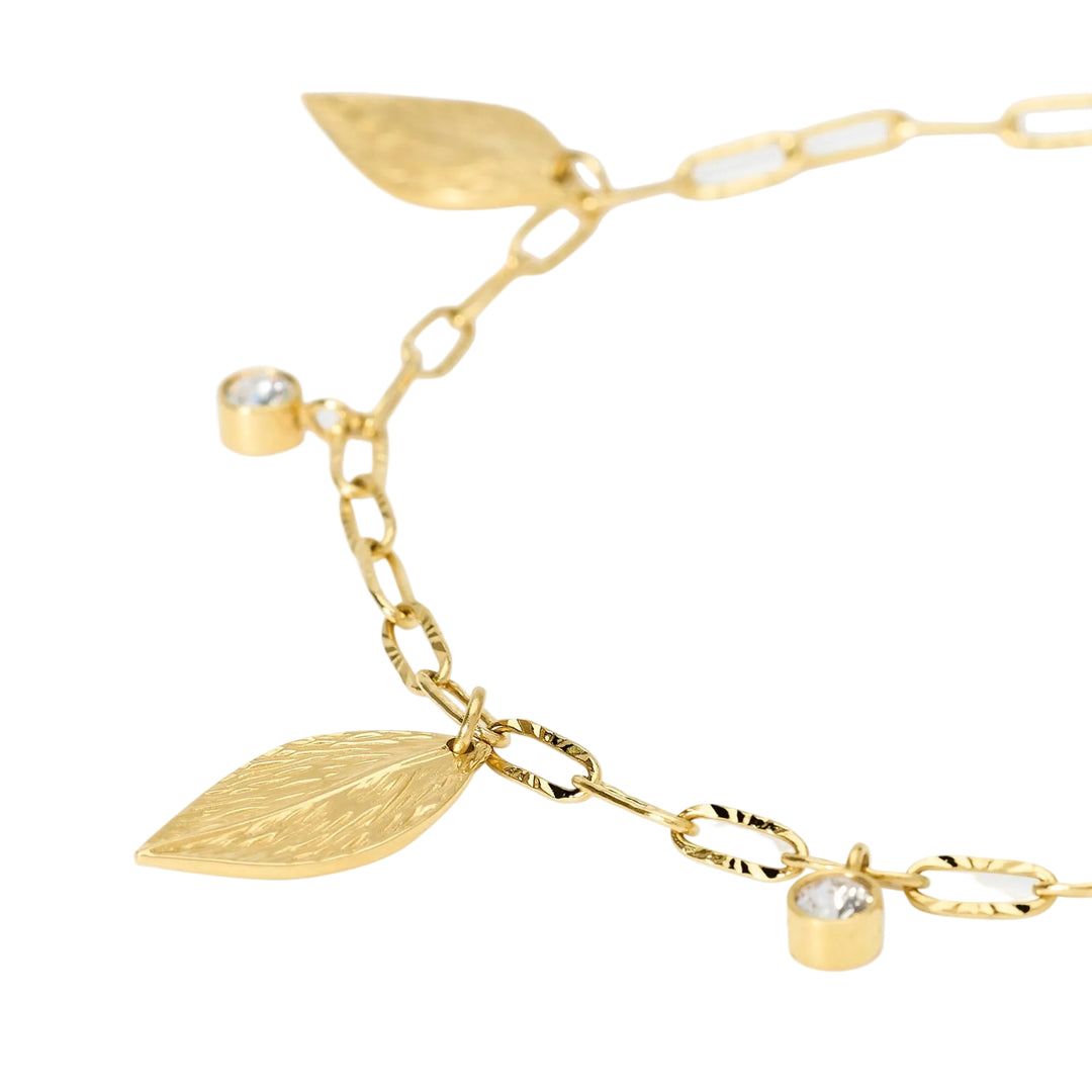 Bracciale con Catena e Ciondoli Foglia