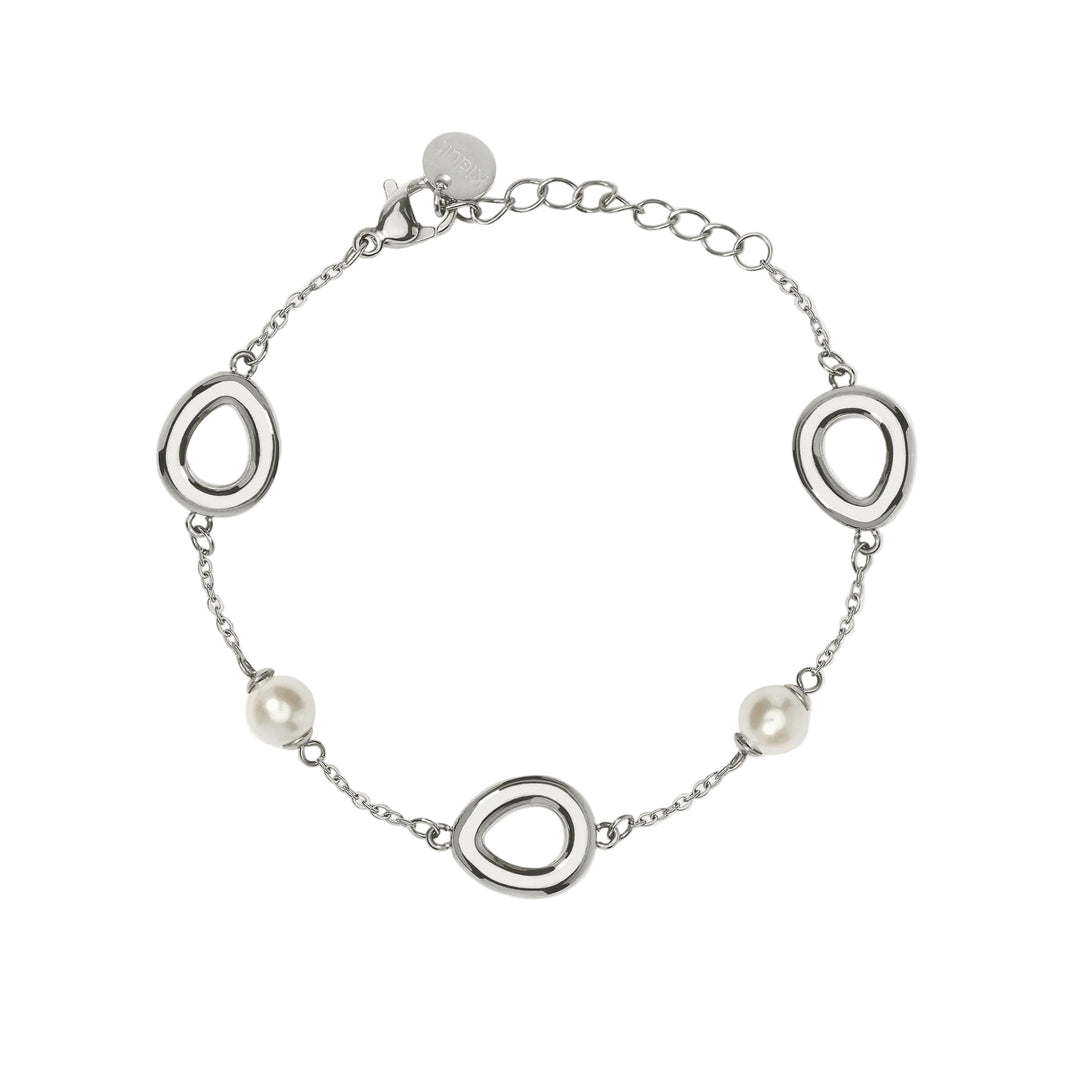 Bracciale con Catena ed Elementi Goccia e Perle