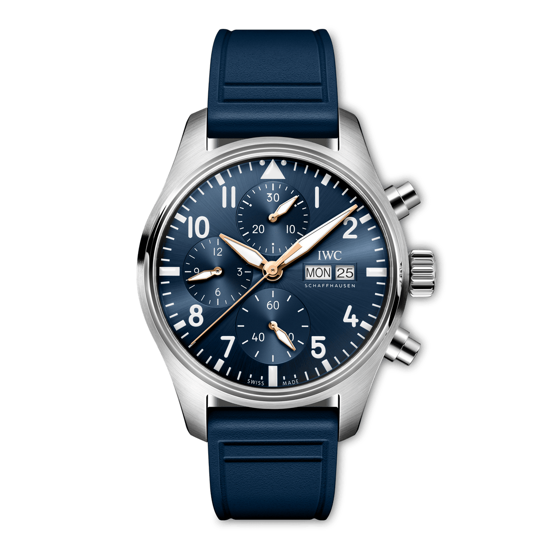IWC Pilot’s Watch Chronograph 41 Le Petit Prince IW388120 - cassa acciaio - cinturino gomma blu - quadrante blu con cronografo e datario