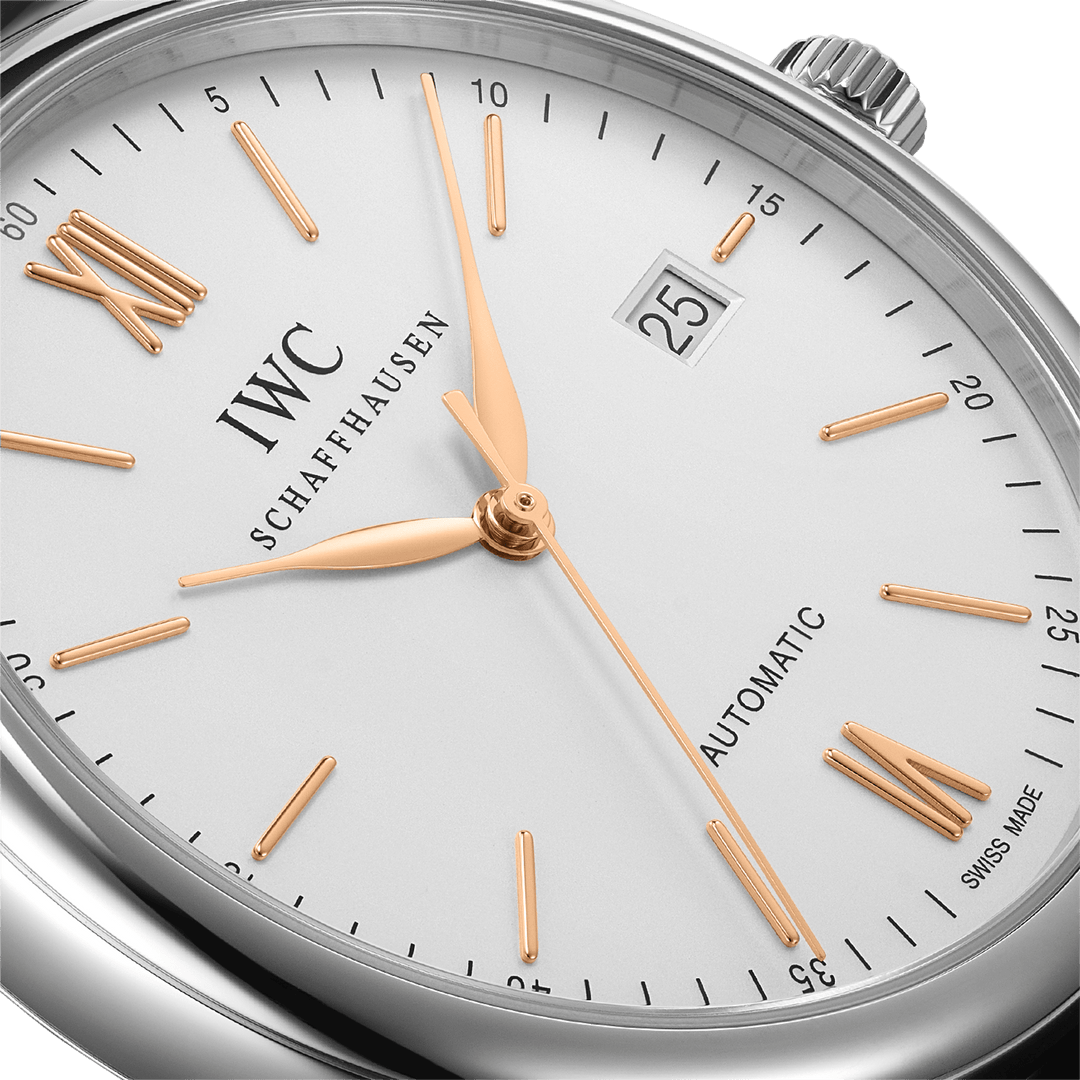IWC Portofino Automatic IW356517 - cassa acciaio - cinturino in pelle nero - quadrante bianco con datario
