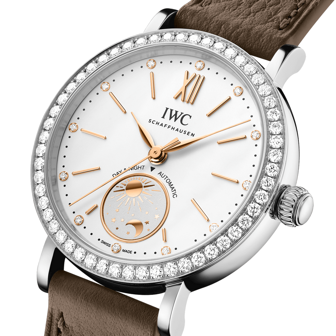 IWC Portofino Automatic Day & Night 34 IW659803 - cassa acciaio - cinturino pelle marrone - quadrante argento con indicazione giorno e notte