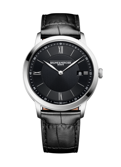 Baume & Mercier Classima 10881 - cassa acciaio - cinturino pelle nero - quadrante nero con datario