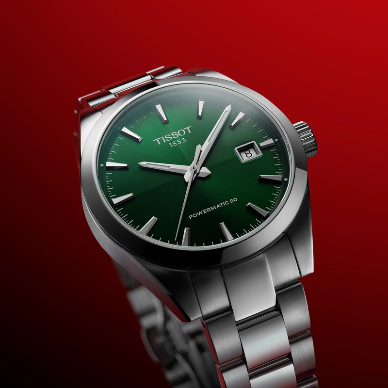 Tissot Gentleman 38mm T165.807.11.091.00 - bracciale e cassa acciaio - quadrante verde con datario