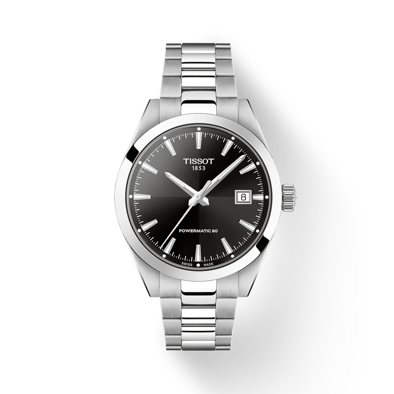 Tissot Gentleman 38mm T165.807.11.051.00 - bracciale e cassa acciaio - quadrante nero con datario
