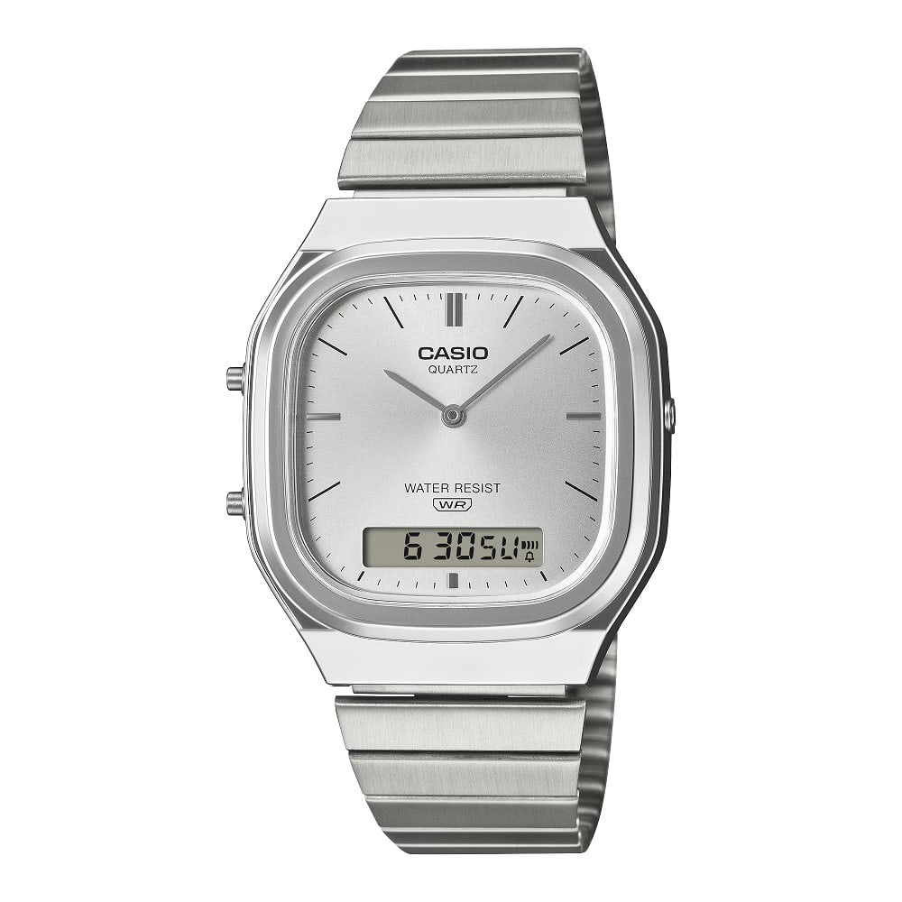 Casio Edgy 35 mm AQ-240E-7AEF - bracciale e cassa acciaio - quadrante argento