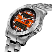 Profilo laterale della cassa rotonda in titanio con lunetta bidirezionale e vetro zaffiro del modello Aerospace B70.