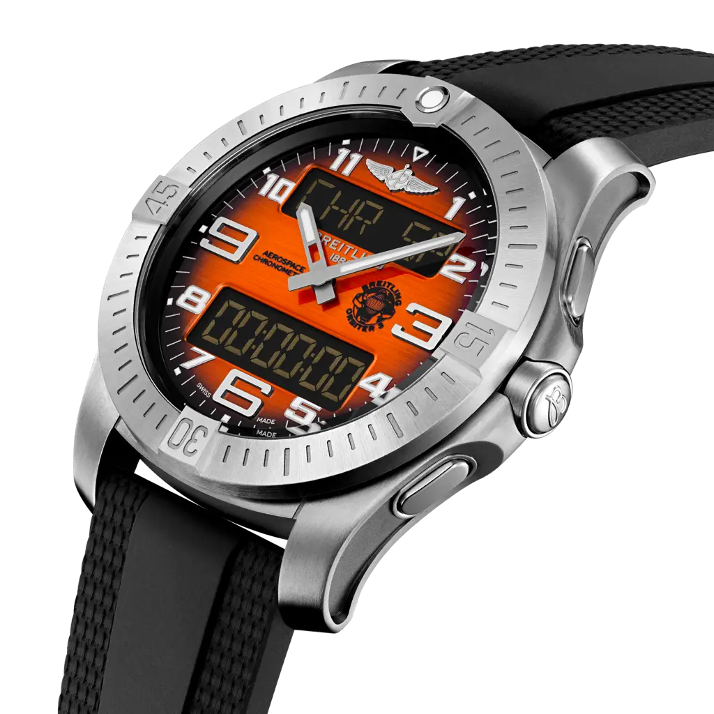 Cinturino nero in caucciù con chiusura pieghevole in titanio del Breitling Aerospace B70 Orbiter EB70101A1O1S1.