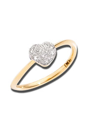 Anello Dodo Mini-Herz in oro giallo 18K con diamanti bianchi, design a cuore raffinato,
