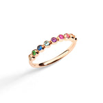Load image into Gallery viewer, Anello Bollicine DoDo in oro rosa 9K con diamanti bianchi e pietre colorate, design spumeggiante e raffinato.
