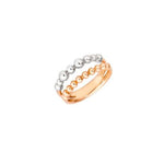 Load image into Gallery viewer, Anello Bollicine Doppia Fascia DoDo in argento e oro rosa, design moderno.

