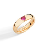 Load image into Gallery viewer, Anello Cuore DoDo in oro rosa 9K con rubino sintetico a forma di cuore, design romantico e raffinato.
